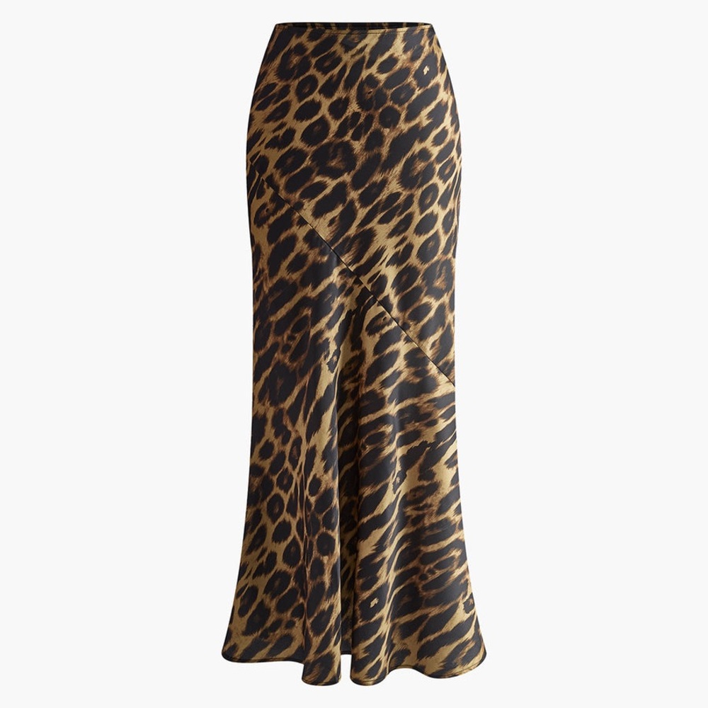 COMMENSE SLIM LEOPARD PRINT MAXI SKIRT